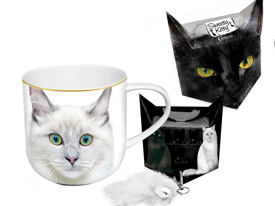 ⁨Mug -White Cat + box with tail⁩ at Wasserman.eu