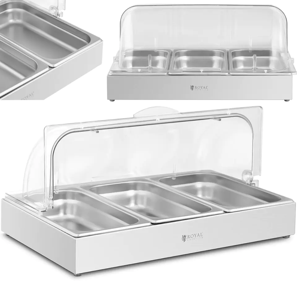 ⁨Witryna bufetowa śniadaniowa z pokrywą rolltop 3x GN 1/3 3x 2,6 l⁩ w sklepie Wasserman.eu