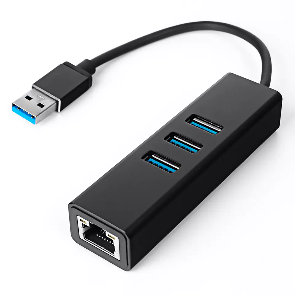 ⁨USB to 3 USB Multiport + RJ45 SPU-M07 black⁩ at Wasserman.eu