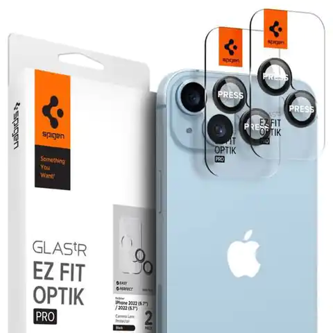 ⁨Osłona Aparatu IPHONE 14 / 14 PLUS Spigen Optik.TR Camera Protector 2-Pack czarne⁩ w sklepie Wasserman.eu