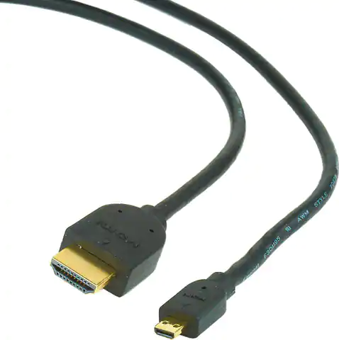 ⁨HDMI male to micro D-male black cable with gold-plated connectors, 1.8 m, bulk package⁩ at Wasserman.eu