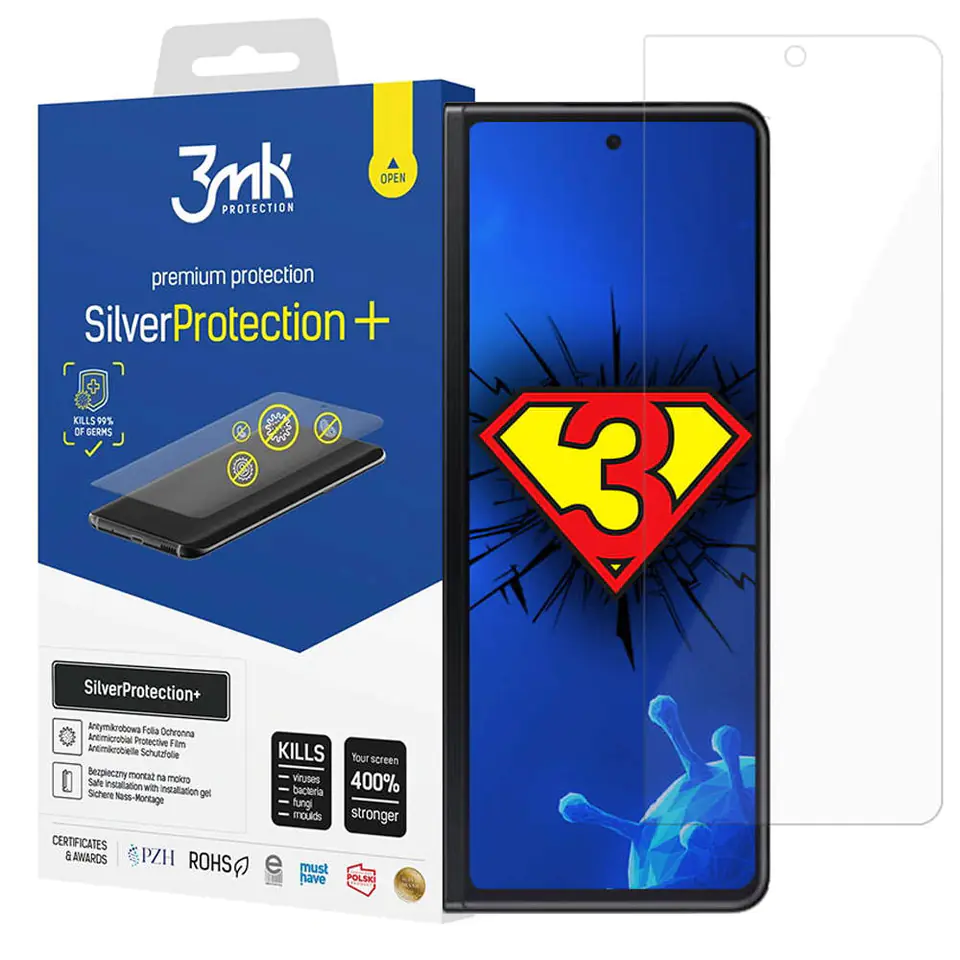 ⁨Silver Protection 3mk 7H Full Screen Antivirus Film for Galaxy Z Fold 3 5G⁩ at Wasserman.eu