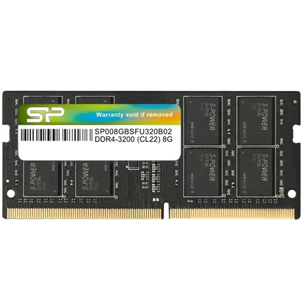 ⁨SILICON POWER DDR4 SODIMM RAM memory 3200 MHz CL22 8 GB (SP008GBSFU320X02) Black⁩ at Wasserman.eu