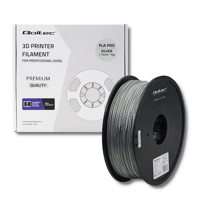 ⁨Qoltec Profesjonalny filament do druku 3D PLA PRO 1.75mm 1kg Silver⁩ w sklepie Wasserman.eu