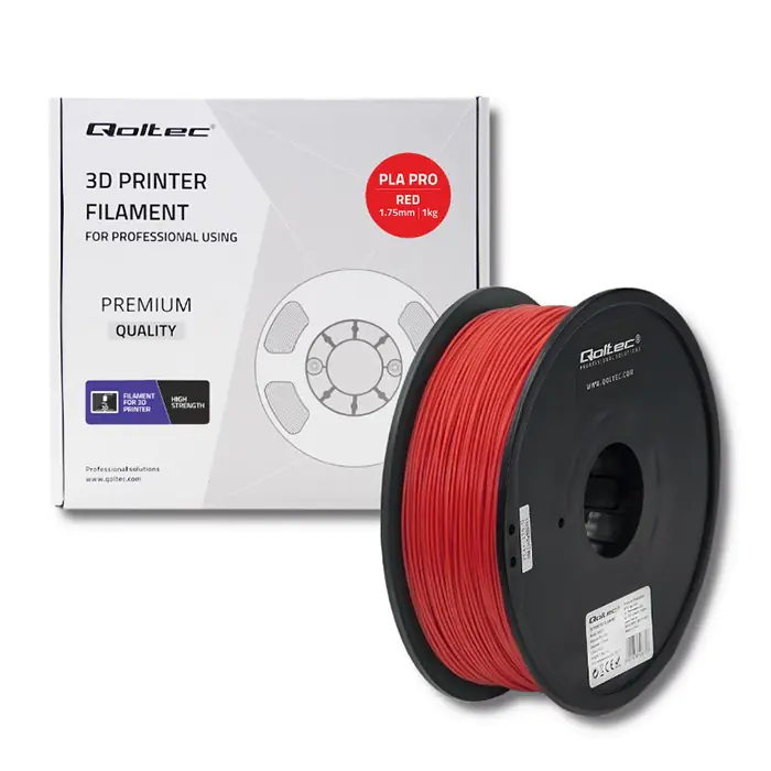 ⁨Qoltec Profesjonalny filament do druku 3D PLA PRO 1.75mm 1kg Red⁩ w sklepie Wasserman.eu