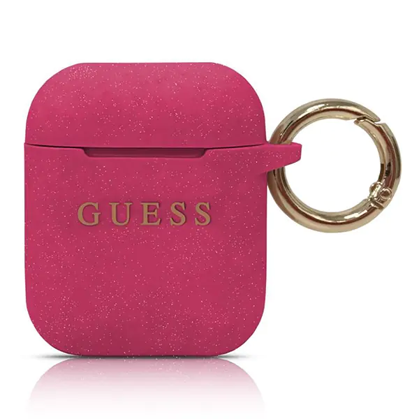 ⁨Guess GUACCSILGLFU AirPods cover fuchsia/fuchsia Silicone Glitter⁩ at Wasserman.eu