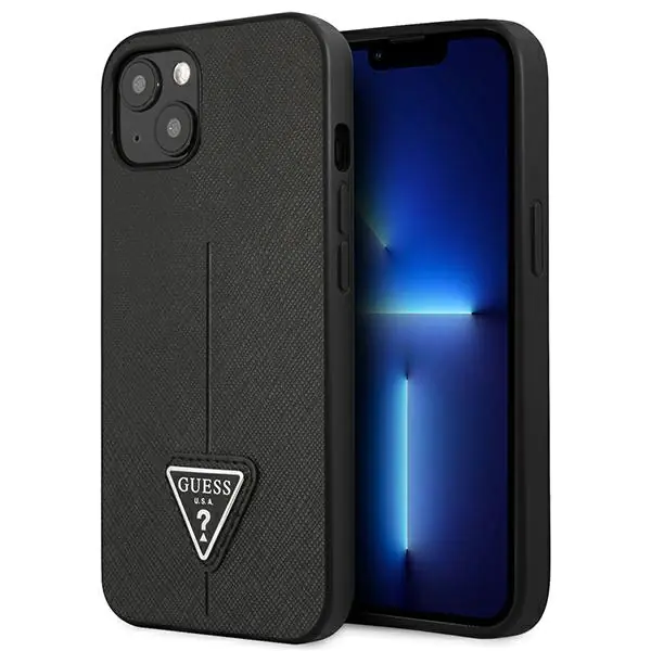 ⁨Guess GUHCP13SPSATLK iPhone 13 mini 5,4" czarny/black hardcase SaffianoTriangle Logo⁩ w sklepie Wasserman.eu