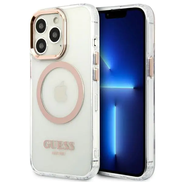 ⁨Guess GUHMP13XHTRMD iPhone 13 Pro Max 6,7" złoty/gold hard case Metal Outline Magsafe⁩ w sklepie Wasserman.eu