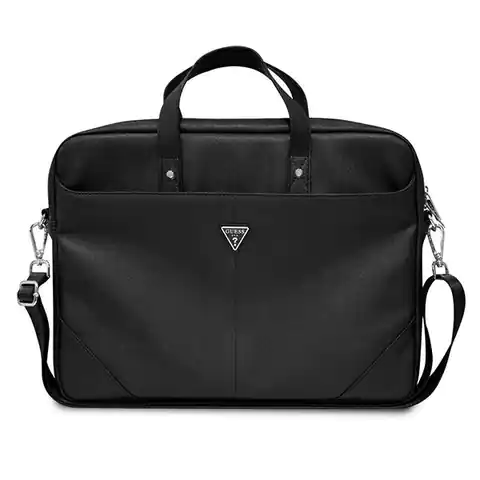 ⁨Guess Bag GUCB15PSATLK 16" black/ black Saffiano Triangle Logo⁩ at Wasserman.eu