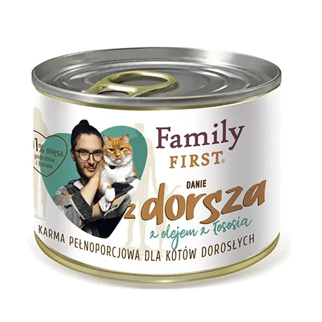 ⁨FAMILY FIRST Adult Danie z dorszem - mokra karma dla kota - 200g⁩ w sklepie Wasserman.eu