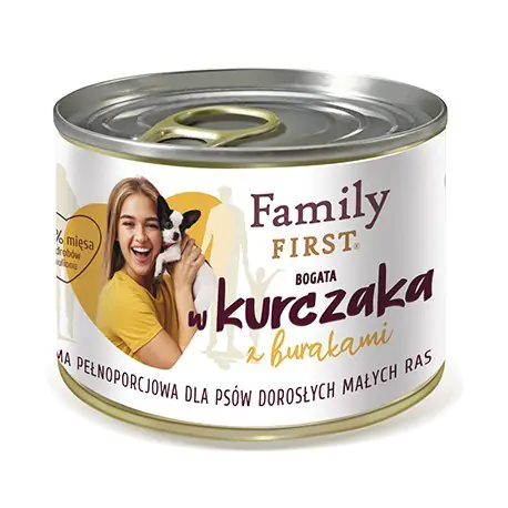 ⁨FAMILY FIRST Adult Małe rasy Kurczak z burakami - mokra karma dla psa - 200 g⁩ w sklepie Wasserman.eu