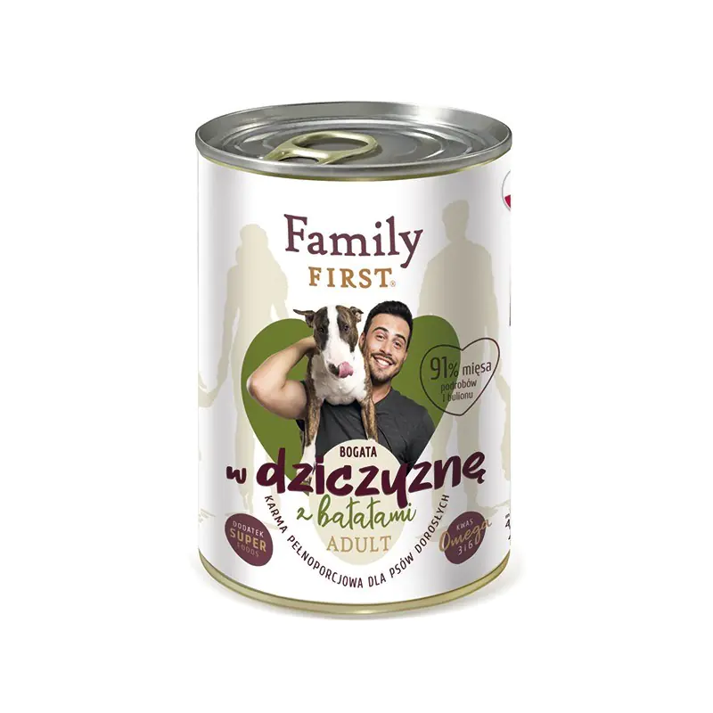 ⁨FamilyFirst Bogata w dziczyznę+batat adult 400g⁩ w sklepie Wasserman.eu