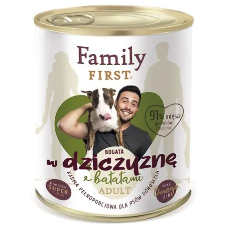 ⁨FamilyFirst Bogata w dziczyznę+batat adult 800g⁩ w sklepie Wasserman.eu