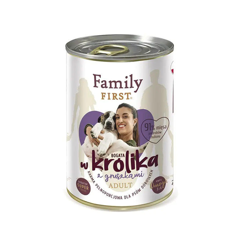 ⁨FamilyFirst Bogata w królika+gruszka adult 400g⁩ w sklepie Wasserman.eu