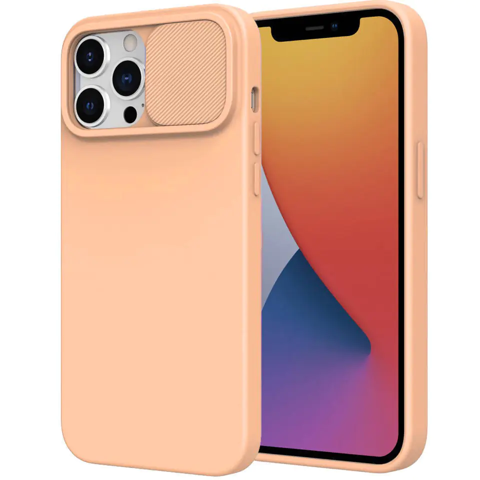 ⁨Case IPHONE 14 PLUS Silicone with Camera Cover Nexeri Silicone Lens Peach⁩ at Wasserman.eu