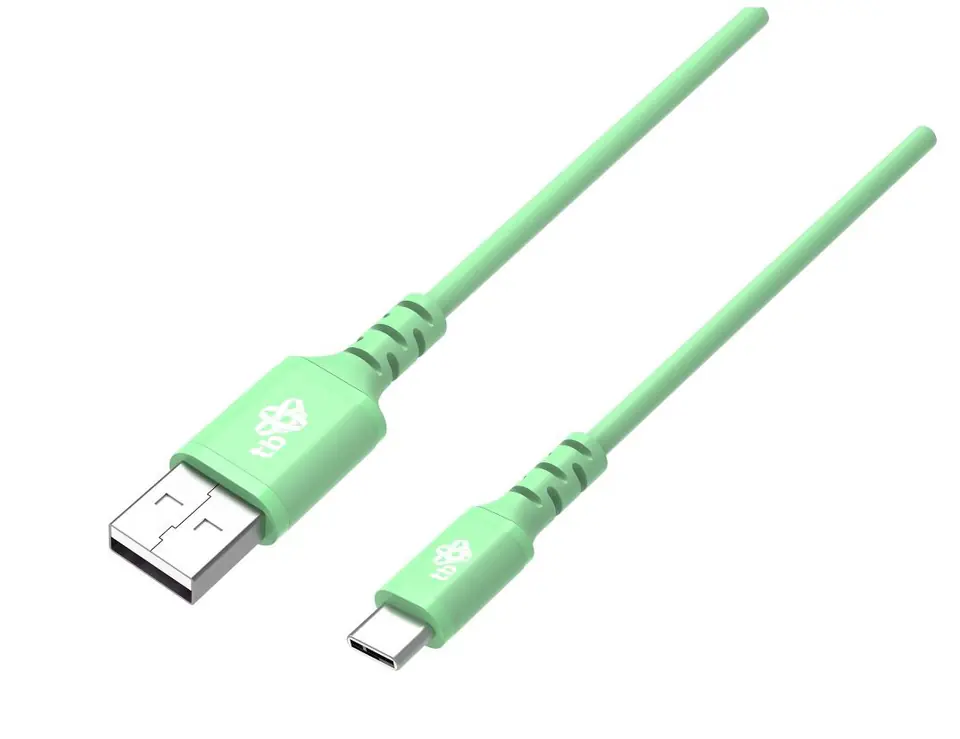 ⁨Kabel USB-USB C 1m silikonowy zielony Quick Charge⁩ w sklepie Wasserman.eu