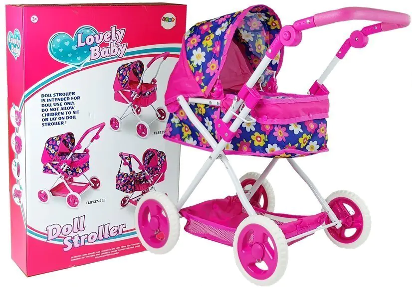 ⁨Cute Pink Deep Doll Cart with Flowers⁩ at Wasserman.eu