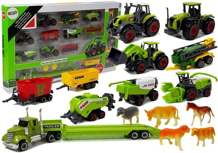 ⁨Set of Agricultural Vehicles Tractors Trailers with Animal Figures⁩ at Wasserman.eu