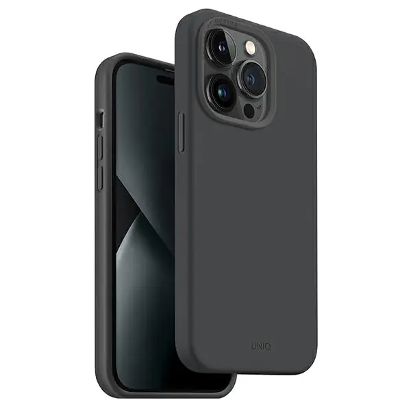 ⁨UNIQ etui Lino Hue iPhone 14 Pro Max 6,7" Magclick Charging szary/charcoal grey⁩ w sklepie Wasserman.eu