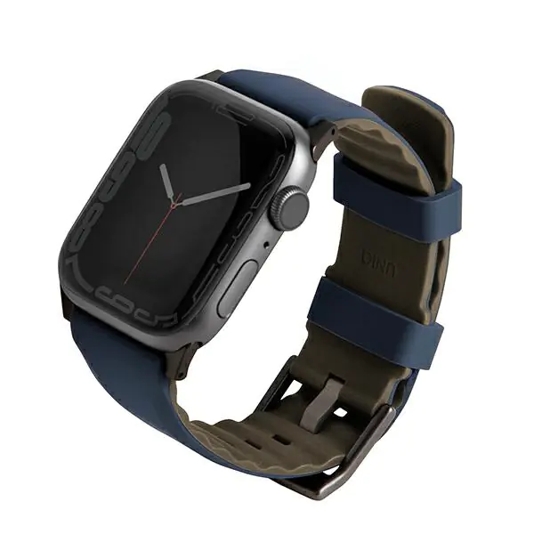 ⁨UNIQ pasek Linus Apple Watch Series 4/5/6/7/8/SE/SE2/Ultra 42/44/45mm. Airosoft Silicone niebieski/nautical  blue⁩ w sklepie Wasserman.eu