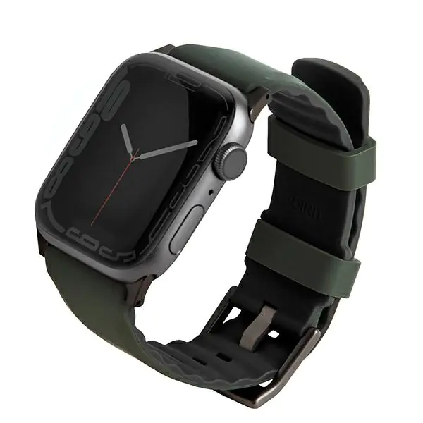 ⁨UNIQ pasek Linus Apple Watch Series 4/5/6/7/8/SE/SE2/Ultra 42/44/45mm. Airosoft Silicone zielony/moss green⁩ w sklepie Wasserman.eu