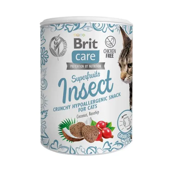 ⁨BRIT CARE Cat Snack Superfruits Insect 100g⁩ at Wasserman.eu