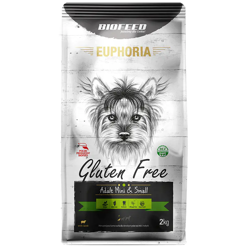 ⁨BIOFEED EUPHORIA GLUTEN FREE Mini & Small dla psów mini i małych ras z jagnięciną 2kg⁩ w sklepie Wasserman.eu