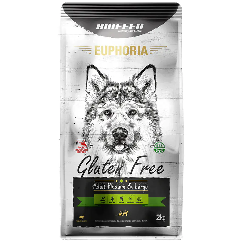 ⁨BIOFEED EUPHORIA Gluten Free Medium & Large for medium and large breed dogs with lamb 2kg⁩ at Wasserman.eu