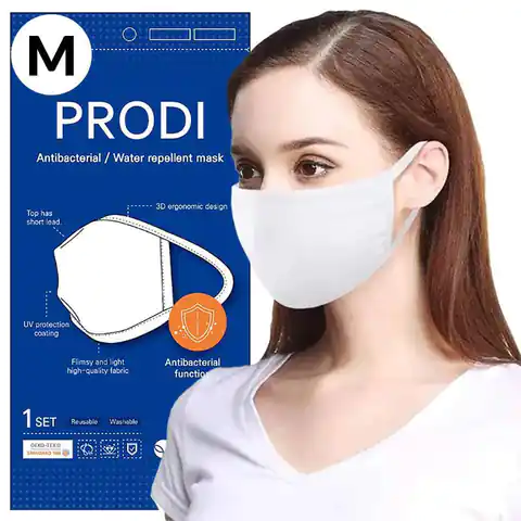 ⁨Antibacterial reusable mask PRODI Mask white size M⁩ at Wasserman.eu
