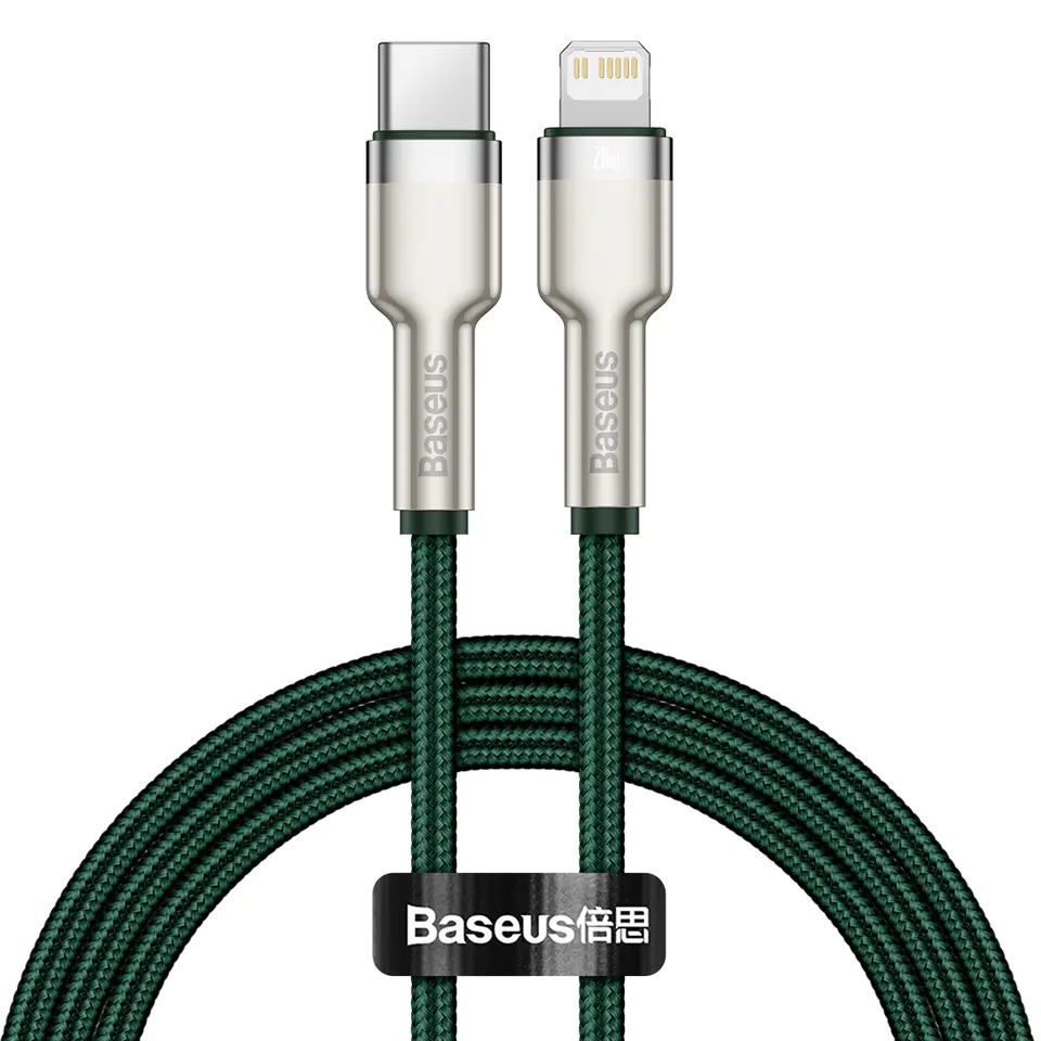 ⁨Kabel USB-C do Lightning Baseus Cafule, PD, 20W, 1m (zielony)⁩ w sklepie Wasserman.eu