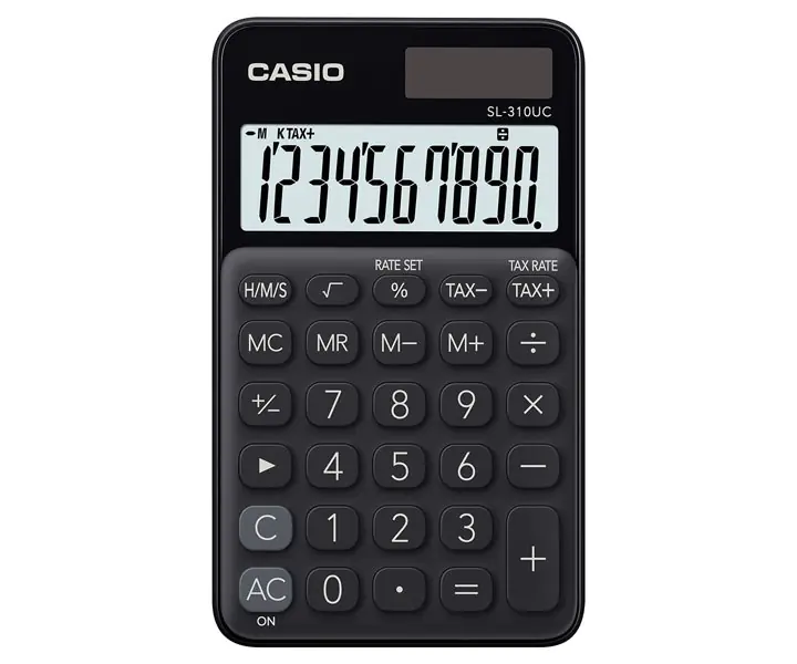 ⁨CASIO CALCULATOR POCKET SL-310UC-BK BLACK, 10 DIGIT DISPLAY⁩ at Wasserman.eu