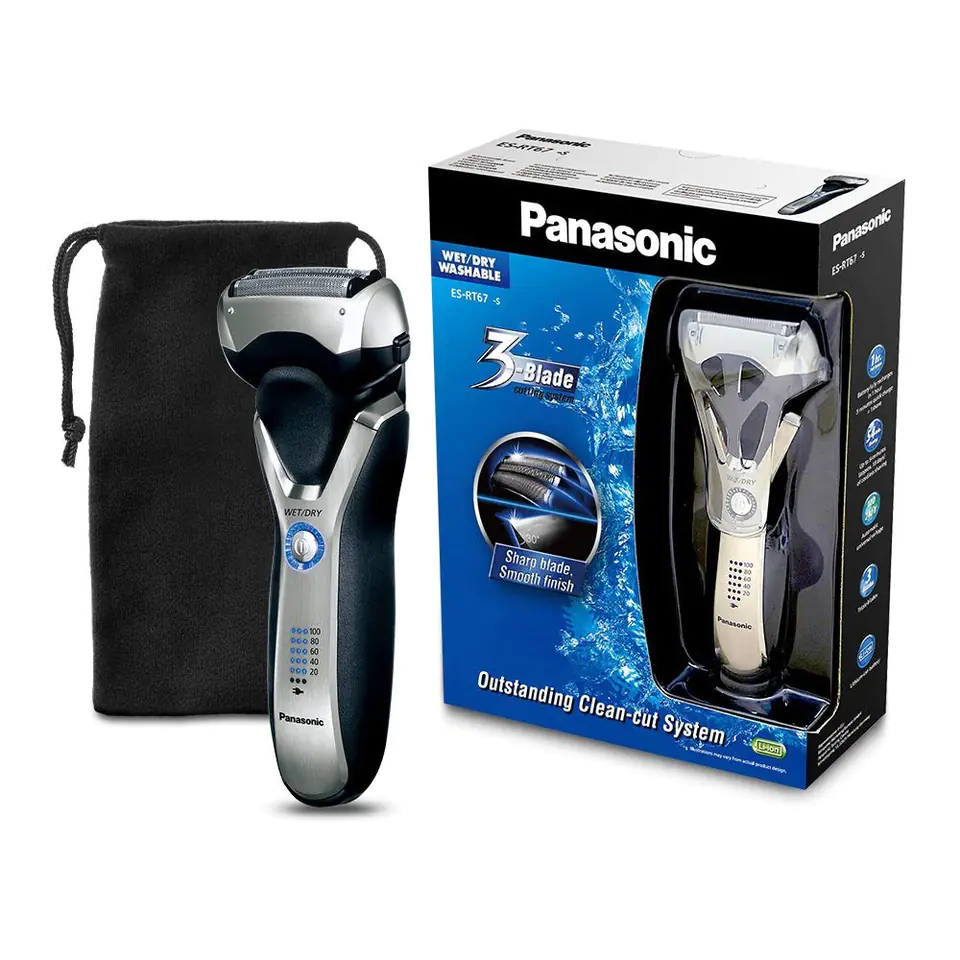 ⁨Panasonic Shaver ES-RT67-S503 Charging time 1 h, Wet use, Li-Ion, Number of shaver heads/blades 3, Black/ silver⁩ at Wasserman.eu