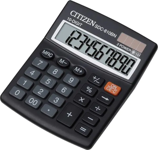 ⁨CITIZEN CALCULATOR SDC-810NR OFFICE 10-DIGIT, 127X105MM, BLACK⁩ at Wasserman.eu