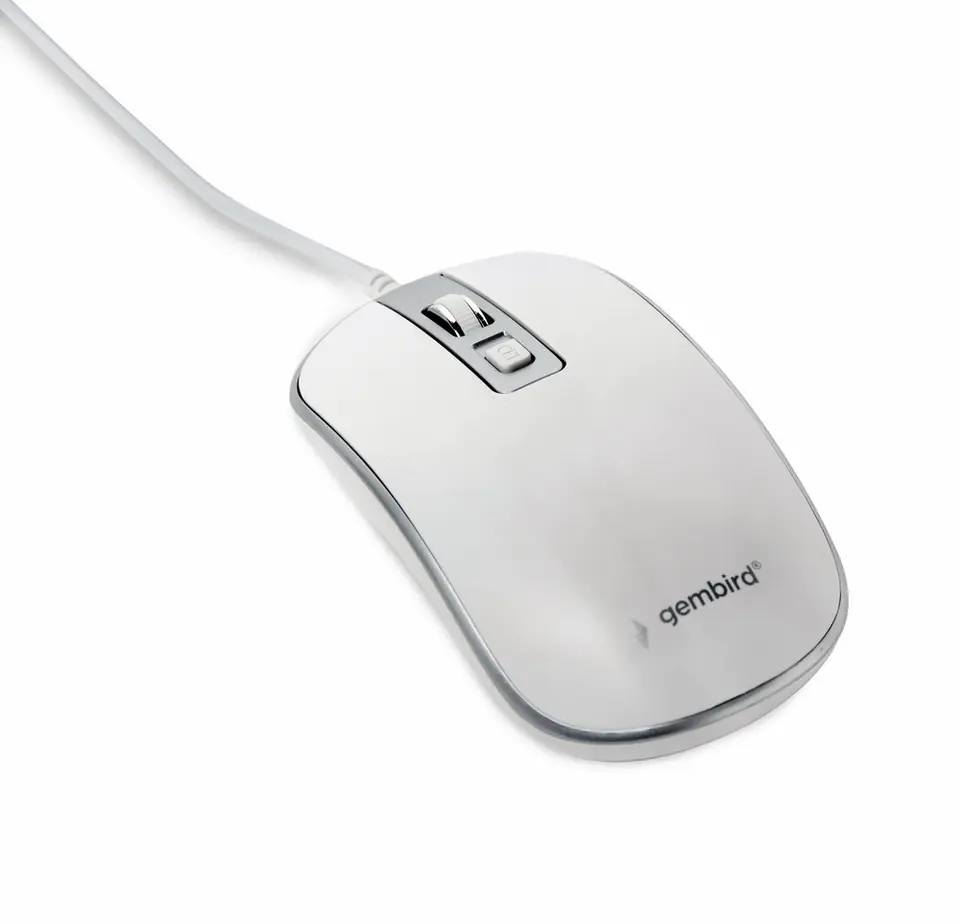 ⁨Gembird MUS-4B-06-WS Wired optical mouse, USB, 1200 DPI, white/silver⁩ at Wasserman.eu