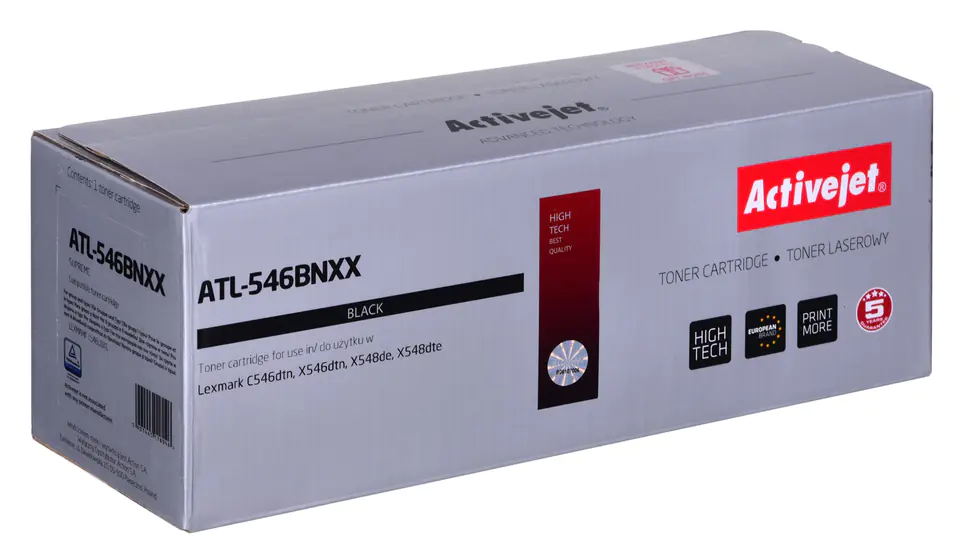 ⁨Activejet ATL-546BNXX Toner cartridge for Lexmark printers; Replacement Lexmark C546U1KG; Supreme; 8000 pages; black⁩ at Wasserman.eu