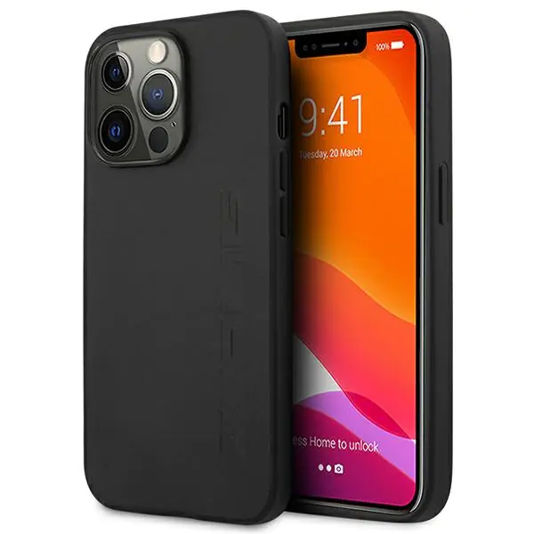 ⁨AMG AMHCP14XDOLBK iPhone 14 Pro Max 6,7" czarny/black hardcase Leather Hot Stamped⁩ w sklepie Wasserman.eu