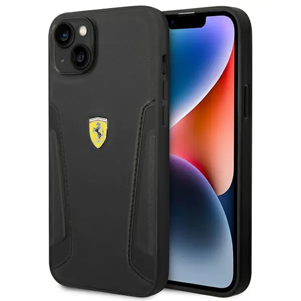 ⁨Ferrari FEHCP14MRBUK iPhone 14 Plus 6,7" czarny/black hardcase Leather Stamp Sides⁩ w sklepie Wasserman.eu