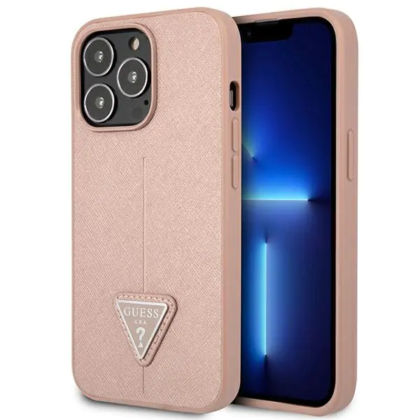 ⁨Guess GUHCP14LPSATLP iPhone 14 Pro 6,1" różowy/pink hardcase SaffianoTriangle Logo⁩ w sklepie Wasserman.eu