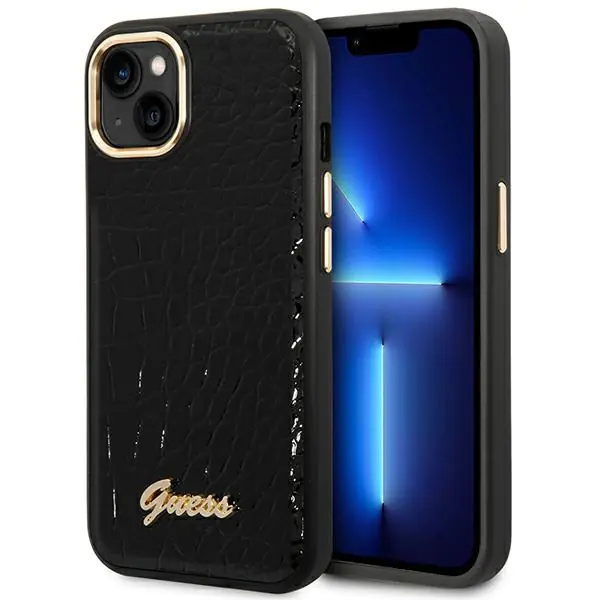 ⁨Guess GUHCP14MHGCRHK iPhone 14 Plus 6,7" black/black hardcase Croco Collection⁩ at Wasserman.eu