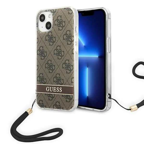 ⁨Guess GUOHCP14MH4STW iPhone 14 Plus 6,7" brązowy/brown hardcase 4G Print Strap⁩ w sklepie Wasserman.eu