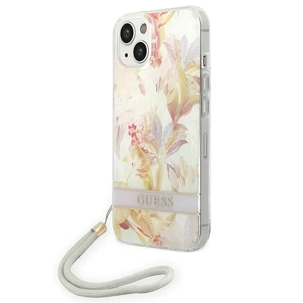 ⁨Guess GUOHCP14MHFLSU iPhone 14 Plus 6,7" purple/purple hardcase Flower Strap⁩ at Wasserman.eu