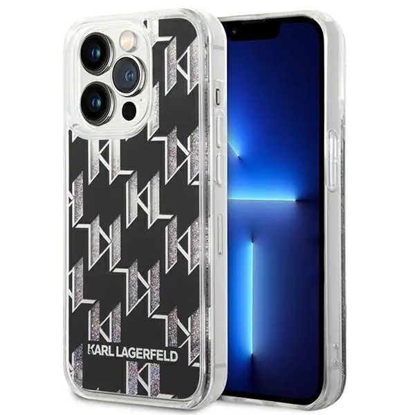 ⁨Karl Lagerfeld KLHCP14XLMNMK iPhone 14 Pro Max 6,7" hardcase czarny/black Liquid Glitter Monogram⁩ w sklepie Wasserman.eu