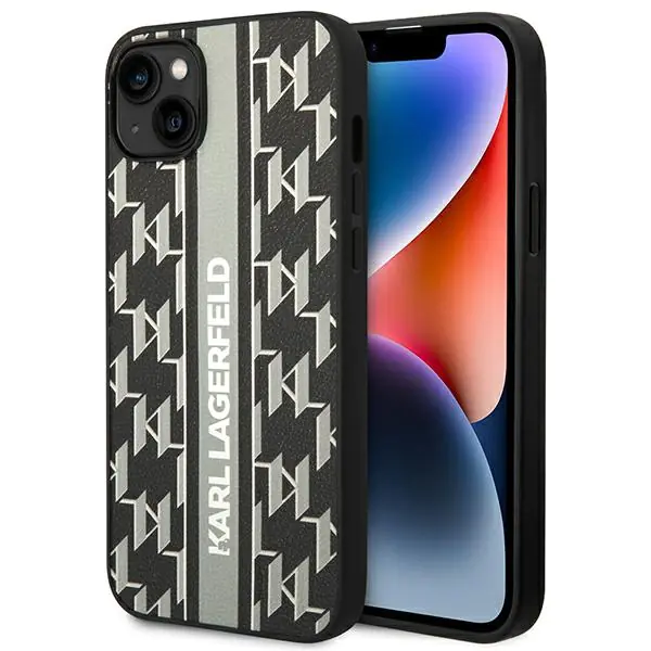 ⁨Karl Lagerfeld KLHCP14MPGKLSKG iPhone 14 Plus 6,7" hardcase grey/grey Monogram Stripe⁩ at Wasserman.eu