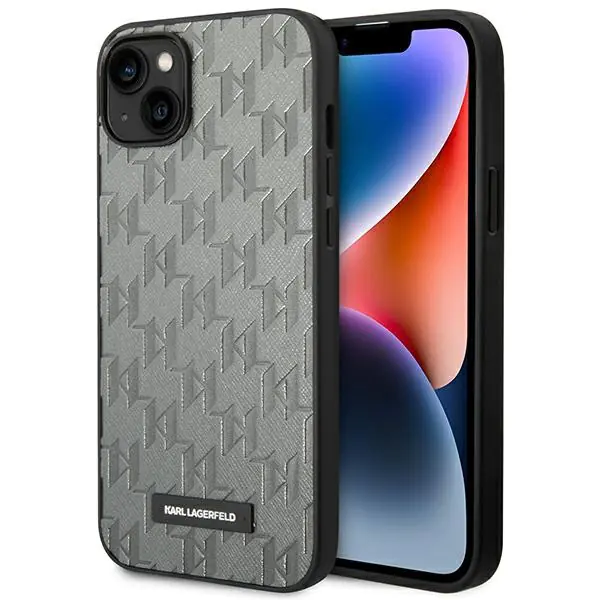 ⁨Karl Lagerfeld KLHCP14MSAKLHPG iPhone 14 Plus 6,7" hardcase grey/grey Saffiano Mono Metal Logo⁩ at Wasserman.eu