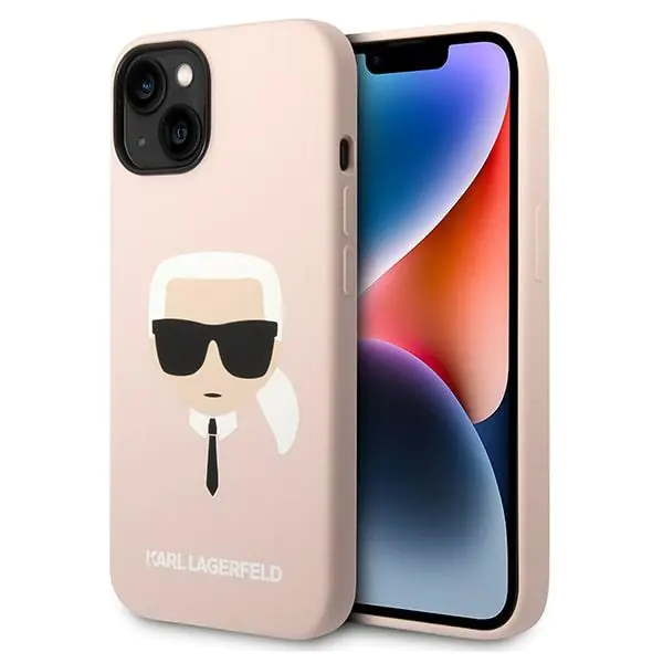 ⁨Karl Lagerfeld KLHCP14MSLKHLP iPhone 14 Plus 6,7" hardcase różowy/pink Silicone Karl`s Head⁩ w sklepie Wasserman.eu