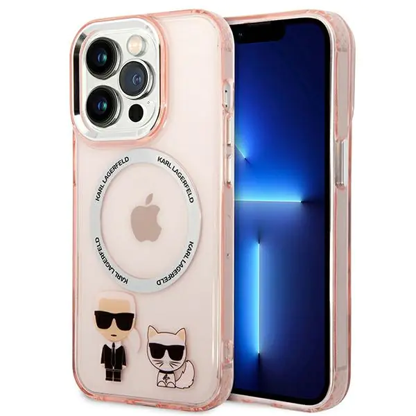 ⁨Karl Lagerfeld KLHMP14XHKCP iPhone 14 Pro Max 6,7" hardcase pink/pink Karl & Choupette Aluminium Magsafe⁩ at Wasserman.eu