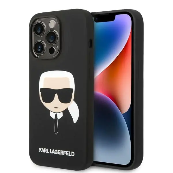 ⁨Karl Lagerfeld KLHMP14XSLKHBK iPhone 14 Pro Max 6,7" hardcase black/black Silicone Karl's Head Magsafe⁩ at Wasserman.eu