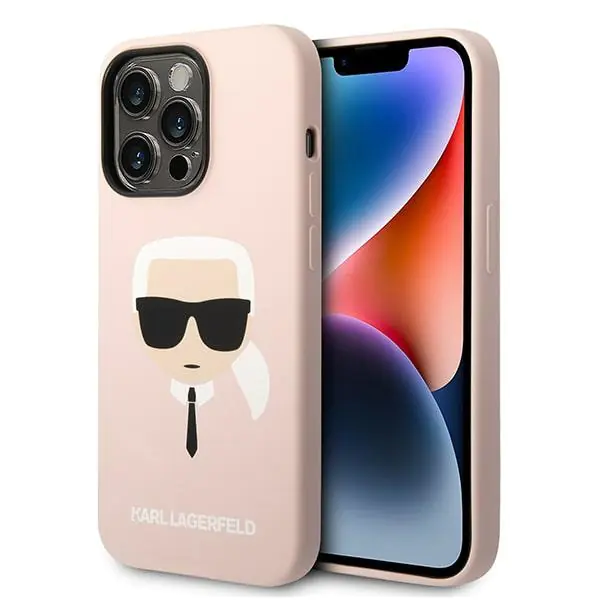 ⁨Karl Lagerfeld KLHMP14LSLKHLP iPhone 14 Pro 6,1" hardcase light pink/light pink Silicone Karl's Head Magsafe⁩ at Wasserman.eu