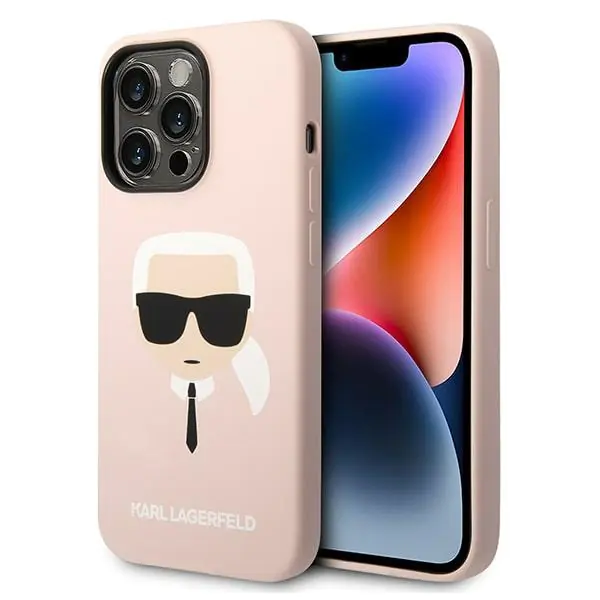 ⁨Karl Lagerfeld KLHMP14XSLKHLP iPhone 14 Pro Max 6,7" hardcase jasnoróżowy/light pink Silicone Karl`s Head Magsafe⁩ w sklepie Wasserman.eu