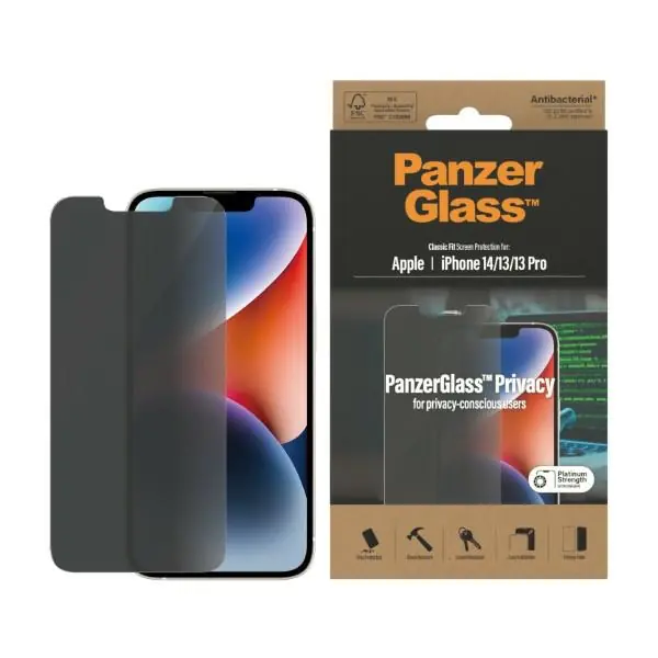 ⁨PanzerGlass Classic Fit iPhone 14 / 13 Pro / 13 6,1" Privacy Screen Protection Antibacterial P2767⁩ w sklepie Wasserman.eu